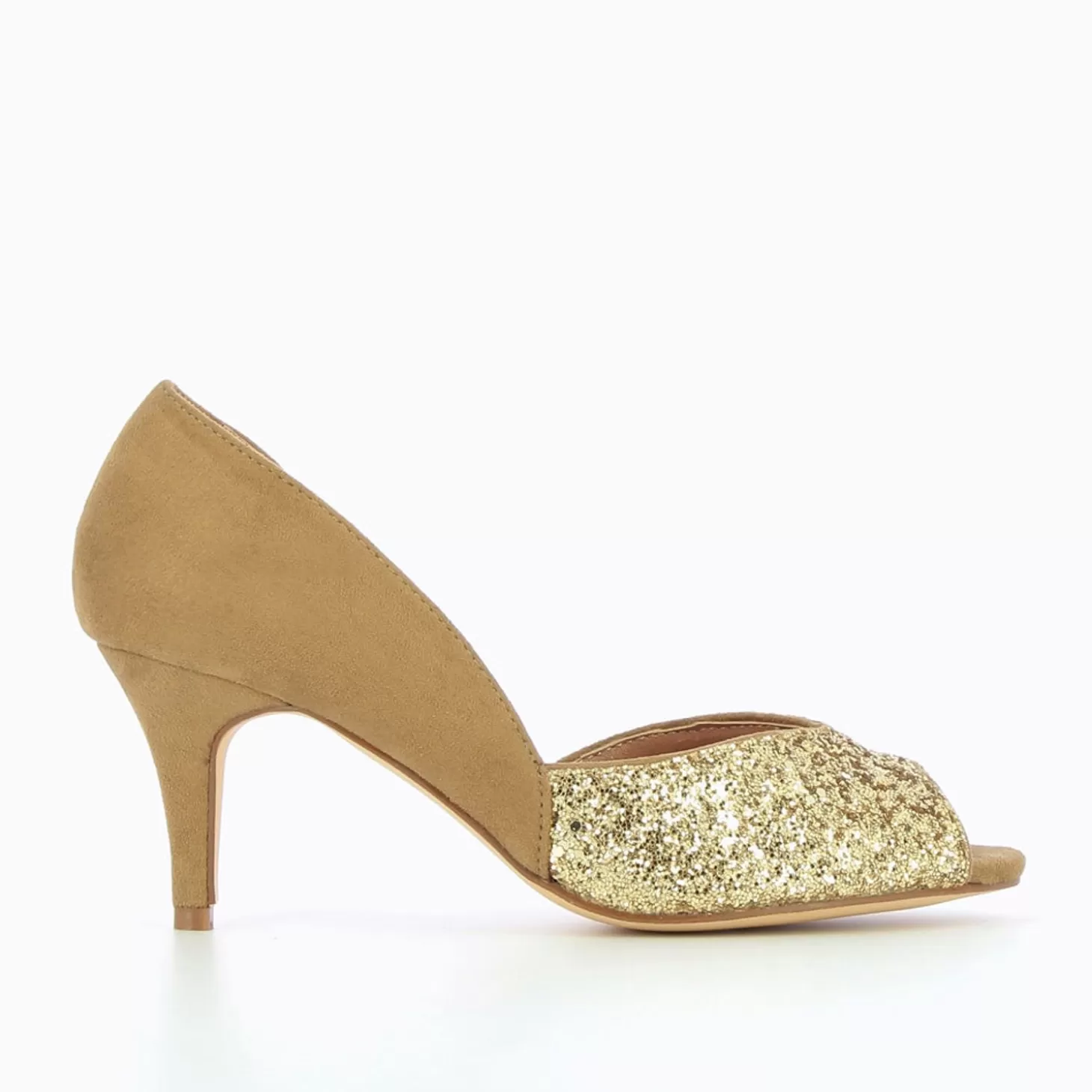 Vanessa Wu Escarpins Peep-Toe Diane Camel Et Or Cheap